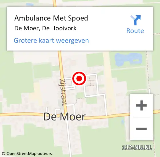 Locatie op kaart van de 112 melding: Ambulance Met Spoed Naar De Moer, De Hooivork op 24 april 2019 05:20