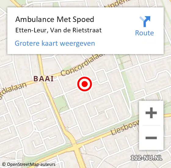 Locatie op kaart van de 112 melding: Ambulance Met Spoed Naar Etten-Leur, Van de Rietstraat op 24 april 2019 07:31