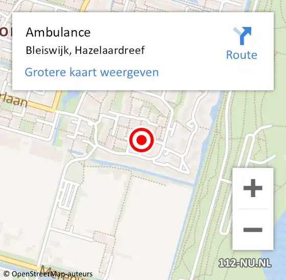 Locatie op kaart van de 112 melding: Ambulance Bleiswijk, Hazelaardreef op 24 april 2019 07:40