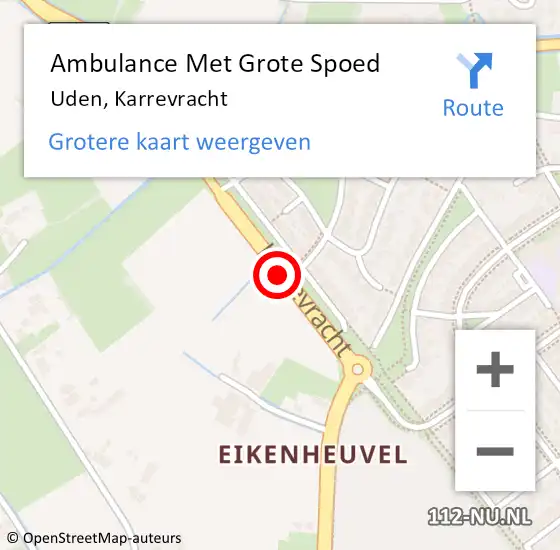 Locatie op kaart van de 112 melding: Ambulance Met Grote Spoed Naar Uden, Karrevracht op 24 april 2019 07:47