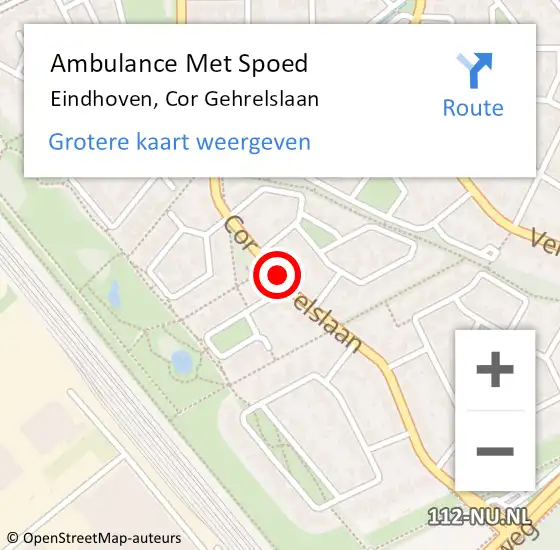 Locatie op kaart van de 112 melding: Ambulance Met Spoed Naar Eindhoven, Cor Gehrelslaan op 24 april 2019 07:51