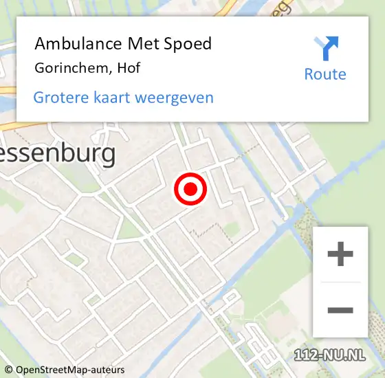 Locatie op kaart van de 112 melding: Ambulance Met Spoed Naar Gorinchem, Hof op 24 april 2019 08:49