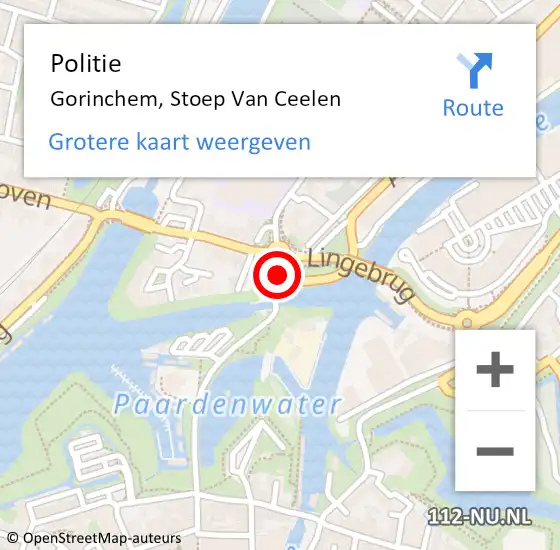 Locatie op kaart van de 112 melding: Politie Gorinchem, Stoep Van Ceelen op 24 april 2019 08:51