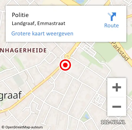 Locatie op kaart van de 112 melding: Politie Landgraaf, Emmastraat op 24 april 2019 10:05