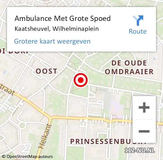 Locatie op kaart van de 112 melding: Ambulance Met Grote Spoed Naar Kaatsheuvel, Wilhelminaplein op 24 april 2019 10:06