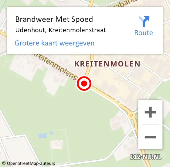 Locatie op kaart van de 112 melding: Brandweer Met Spoed Naar Udenhout, Kreitenmolenstraat op 24 april 2019 11:12