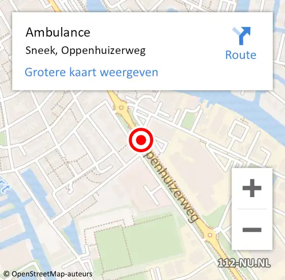 Locatie op kaart van de 112 melding: Ambulance Sneek, Oppenhuizerweg op 24 april 2019 12:57