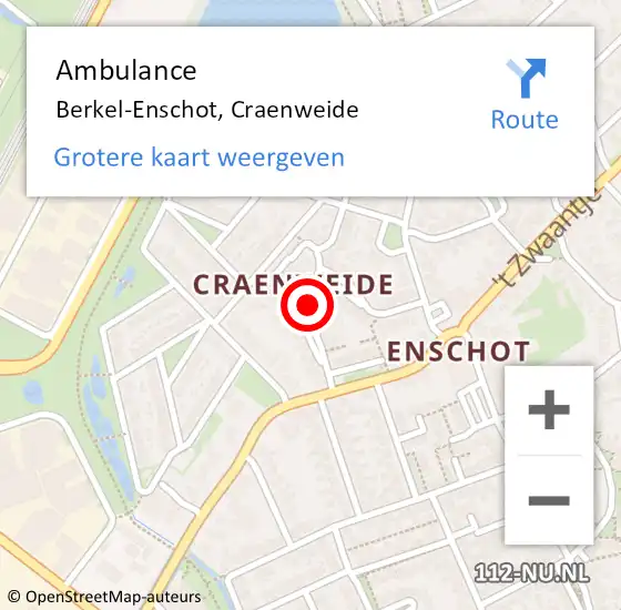 Locatie op kaart van de 112 melding: Ambulance Berkel-Enschot, Craenweide op 24 april 2019 13:13