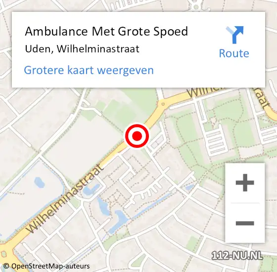 Locatie op kaart van de 112 melding: Ambulance Met Grote Spoed Naar Uden, Wilhelminastraat op 24 april 2019 13:14