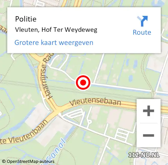 Locatie op kaart van de 112 melding: Politie Vleuten, Hof Ter Weydeweg op 24 april 2019 14:03