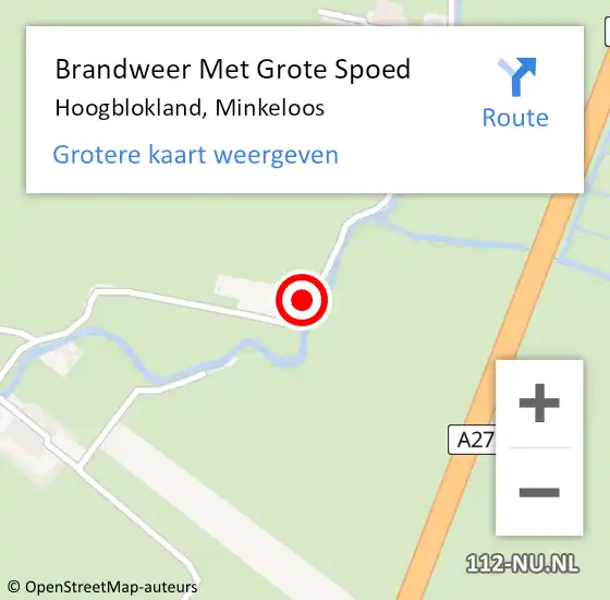 Locatie op kaart van de 112 melding: Brandweer Met Grote Spoed Naar Hoogblokland, Minkeloos op 24 april 2019 14:18