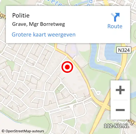 Locatie op kaart van de 112 melding: Politie Grave, Borretweg op 24 april 2019 14:23