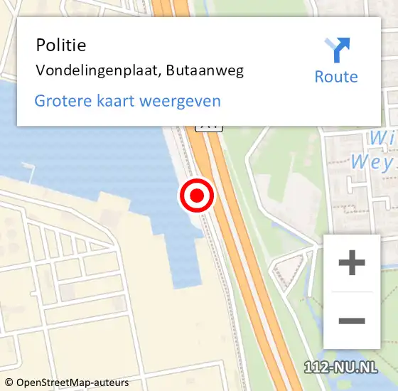 Locatie op kaart van de 112 melding: Politie Vondelingenplaat, Butaanweg op 24 april 2019 15:07