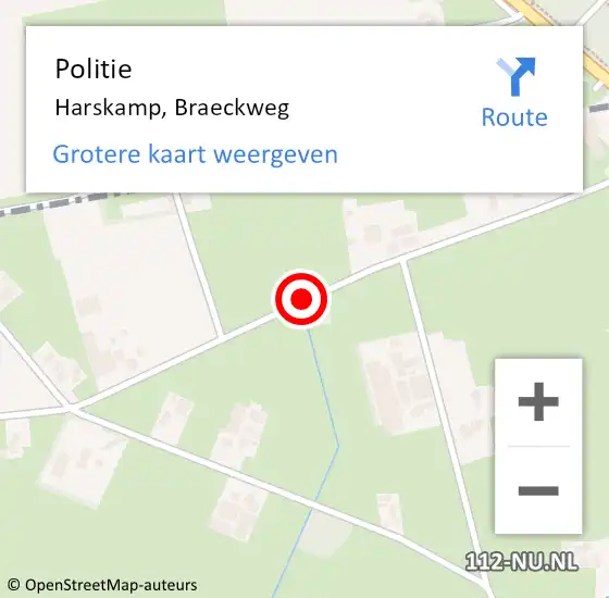 Locatie op kaart van de 112 melding: Politie Harskamp, Braeckweg op 30 maart 2014 13:08