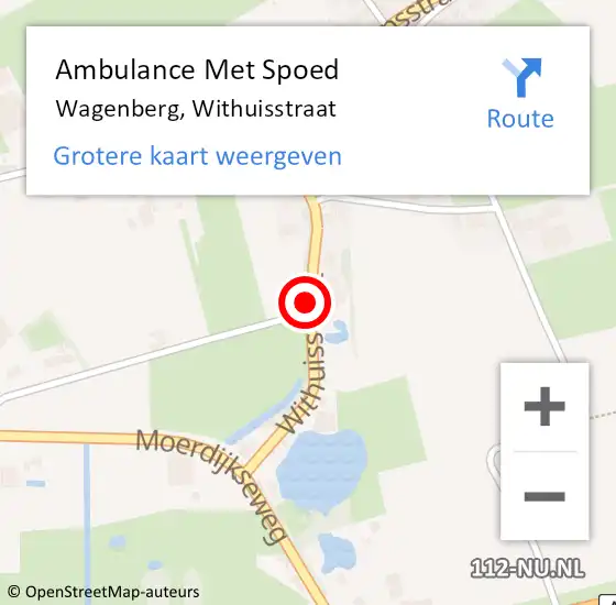 Locatie op kaart van de 112 melding: Ambulance Met Spoed Naar Wagenberg, Withuisstraat op 24 april 2019 15:15