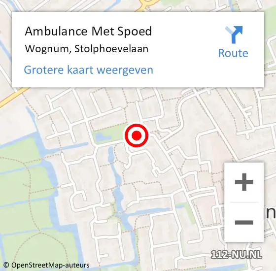 Locatie op kaart van de 112 melding: Ambulance Met Spoed Naar Wognum, Stolphoevelaan op 24 april 2019 15:27