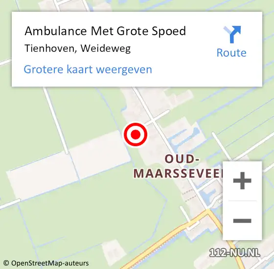 Locatie op kaart van de 112 melding: Ambulance Met Grote Spoed Naar Tienhoven, Weideweg op 30 maart 2014 13:11