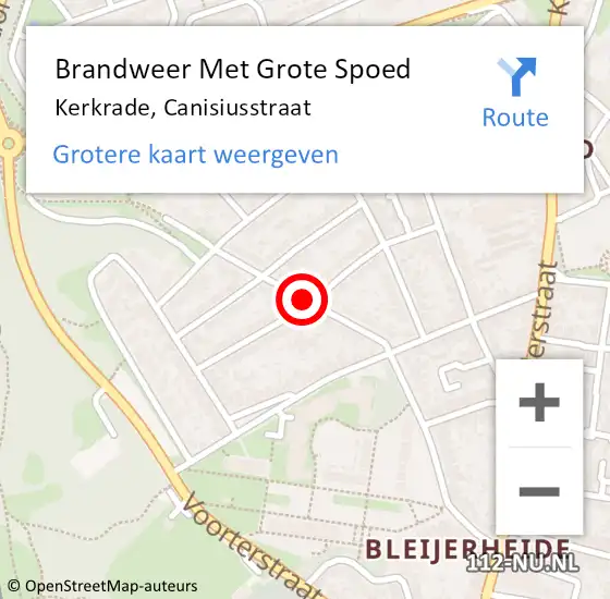 Locatie op kaart van de 112 melding: Brandweer Met Grote Spoed Naar Kerkrade, Canisiusstraat op 24 april 2019 16:12