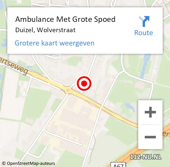Locatie op kaart van de 112 melding: Ambulance Met Grote Spoed Naar Duizel, Wolverstraat op 24 april 2019 16:22