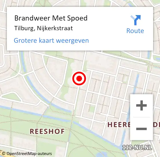 Locatie op kaart van de 112 melding: Brandweer Met Spoed Naar Tilburg, Nijkerkstraat op 24 april 2019 16:40