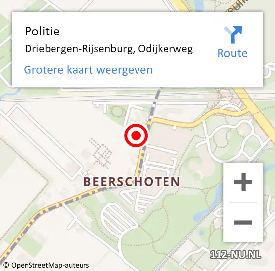 Locatie op kaart van de 112 melding: Politie Driebergen-Rijsenburg, Odijkerweg op 24 april 2019 16:59