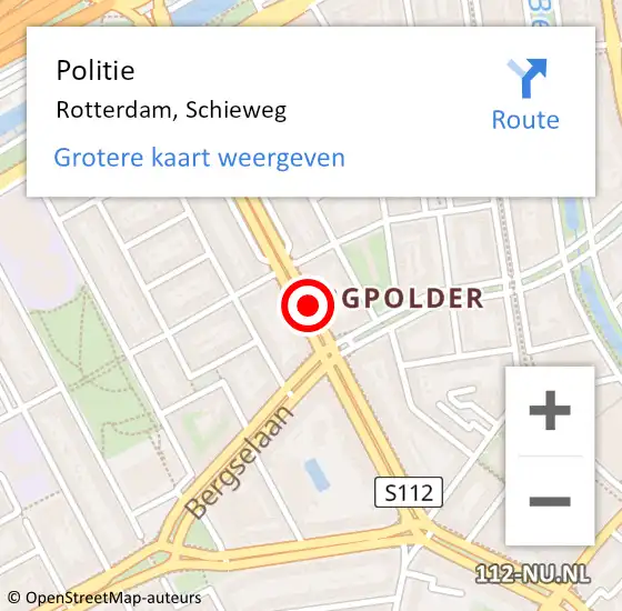 Locatie op kaart van de 112 melding: Politie Rotterdam, Schieweg op 24 april 2019 17:24