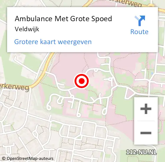 Locatie op kaart van de 112 melding: Ambulance Met Grote Spoed Naar Veldwijk op 24 april 2019 17:50