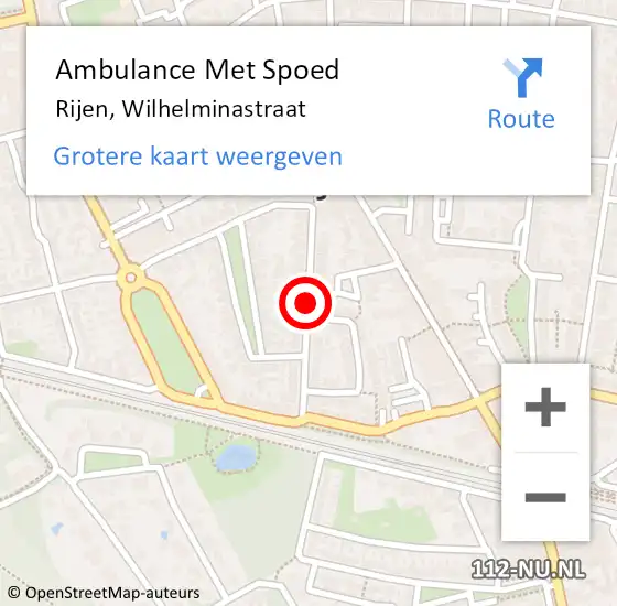 Locatie op kaart van de 112 melding: Ambulance Met Spoed Naar Rijen, Wilhelminastraat op 24 april 2019 18:32