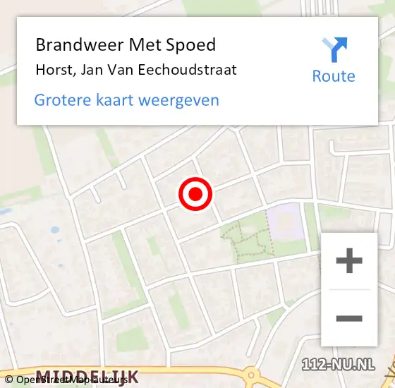 Locatie op kaart van de 112 melding: Brandweer Met Spoed Naar Horst, Jan Van Eechoudstraat op 24 april 2019 19:35