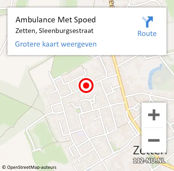 Locatie op kaart van de 112 melding: Ambulance Met Spoed Naar Zetten, Sleenburgsestraat op 24 april 2019 20:25