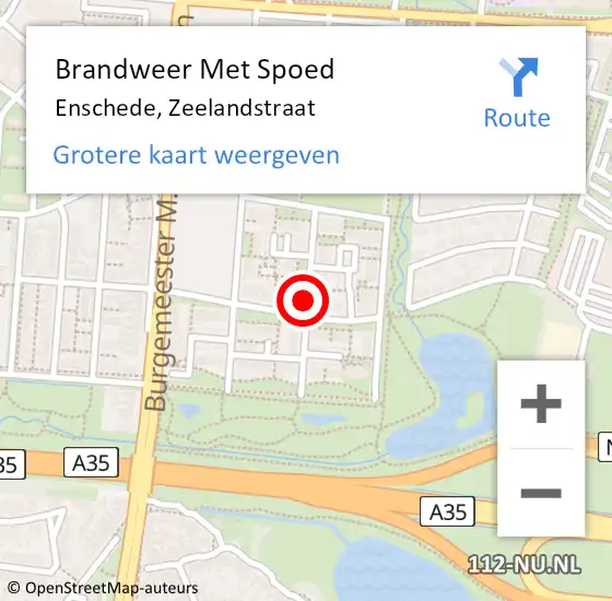 Locatie op kaart van de 112 melding: Brandweer Met Spoed Naar Enschede, Zeelandstraat op 24 april 2019 20:57