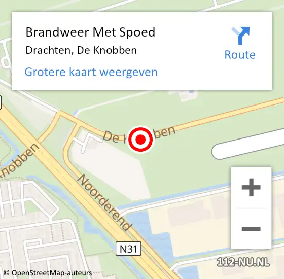 Locatie op kaart van de 112 melding: Brandweer Met Spoed Naar Drachten, De Knobben op 24 april 2019 21:20