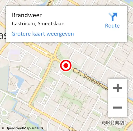 Locatie op kaart van de 112 melding: Brandweer Castricum, Smeetslaan op 24 april 2019 21:34
