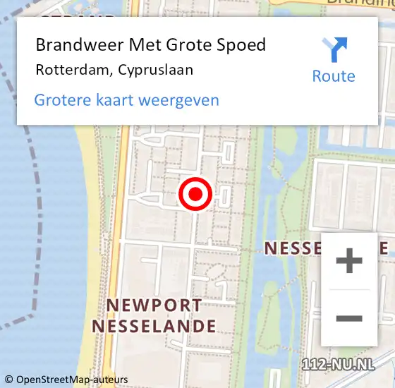 Locatie op kaart van de 112 melding: Brandweer Met Grote Spoed Naar Rotterdam, Cypruslaan op 24 april 2019 21:38