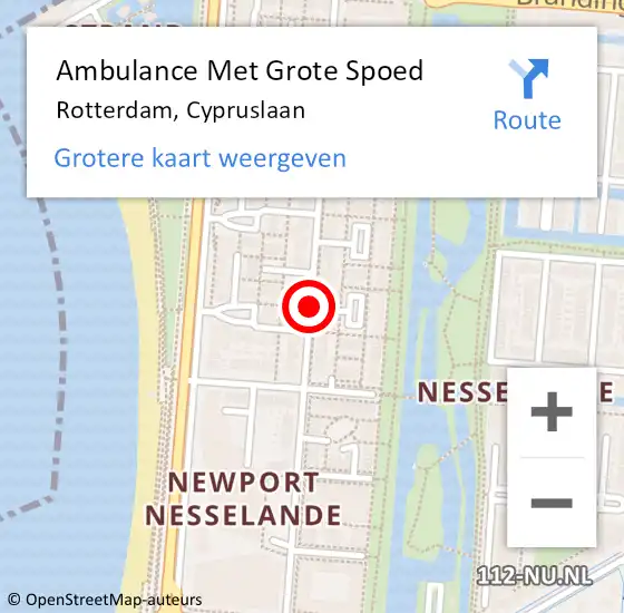 Locatie op kaart van de 112 melding: Ambulance Met Grote Spoed Naar Rotterdam, Cypruslaan op 24 april 2019 21:39