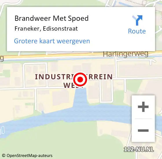 Locatie op kaart van de 112 melding: Brandweer Met Spoed Naar Franeker, Edisonstraat op 24 april 2019 21:44