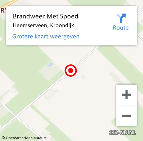 Locatie op kaart van de 112 melding: Brandweer Met Spoed Naar Heemserveen, Kroondijk op 24 april 2019 22:19