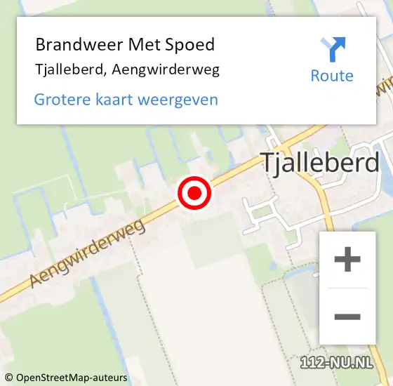 Locatie op kaart van de 112 melding: Brandweer Met Spoed Naar Tjalleberd, Aengwirderweg op 24 april 2019 22:22