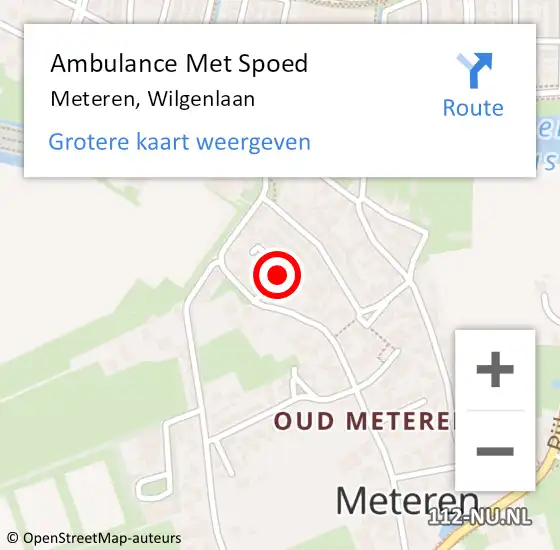 Locatie op kaart van de 112 melding: Ambulance Met Spoed Naar Meteren, Wilgenlaan op 24 april 2019 22:56