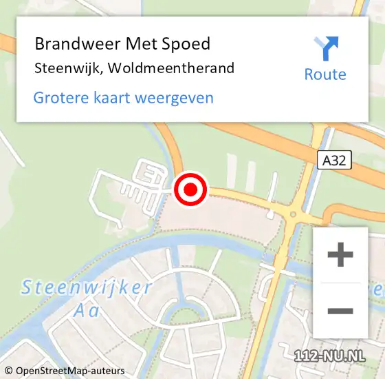 Locatie op kaart van de 112 melding: Brandweer Met Spoed Naar Steenwijk, Woldmeentherand op 25 april 2019 00:56