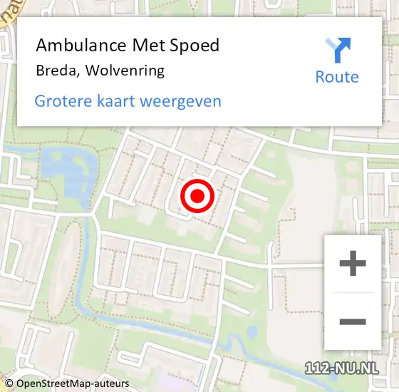 Locatie op kaart van de 112 melding: Ambulance Met Spoed Naar Breda, Wolvenring op 25 april 2019 01:03