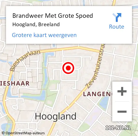 Locatie op kaart van de 112 melding: Brandweer Met Grote Spoed Naar Hoogland, Breeland op 25 april 2019 01:14