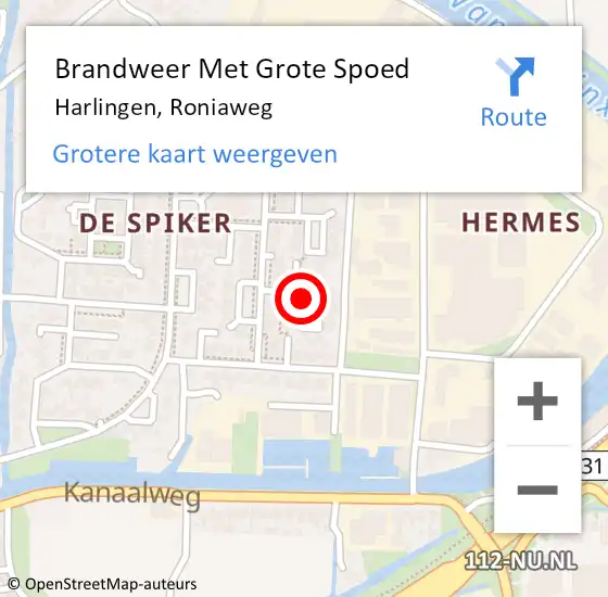 Locatie op kaart van de 112 melding: Brandweer Met Grote Spoed Naar Harlingen, Roniaweg op 25 april 2019 01:23