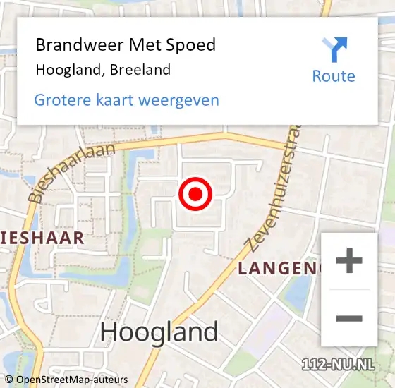 Locatie op kaart van de 112 melding: Brandweer Met Spoed Naar Hoogland, Breeland op 25 april 2019 01:26