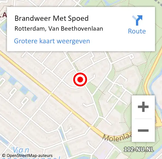 Locatie op kaart van de 112 melding: Brandweer Met Spoed Naar Rotterdam, Van Beethovenlaan op 25 april 2019 03:21