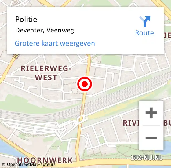 Locatie op kaart van de 112 melding: Politie Deventer, Veenweg op 25 april 2019 03:31