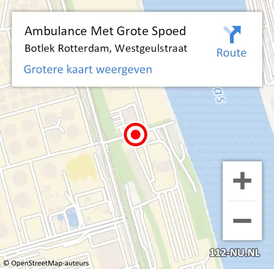 Locatie op kaart van de 112 melding: Ambulance Met Grote Spoed Naar Botlek Rotterdam, Westgeulstraat op 25 april 2019 06:03