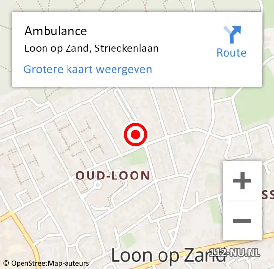 Locatie op kaart van de 112 melding: Ambulance Loon op Zand, Strieckenlaan op 25 april 2019 08:05