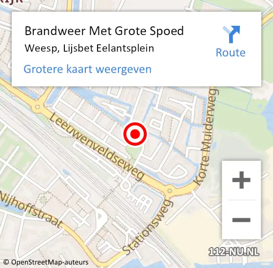 Locatie op kaart van de 112 melding: Brandweer Met Grote Spoed Naar Weesp, Lijsbet Eelantsplein op 30 maart 2014 14:40