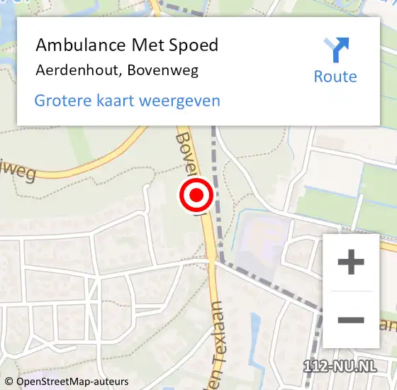 Locatie op kaart van de 112 melding: Ambulance Met Spoed Naar Aerdenhout, Bovenweg op 25 april 2019 08:33